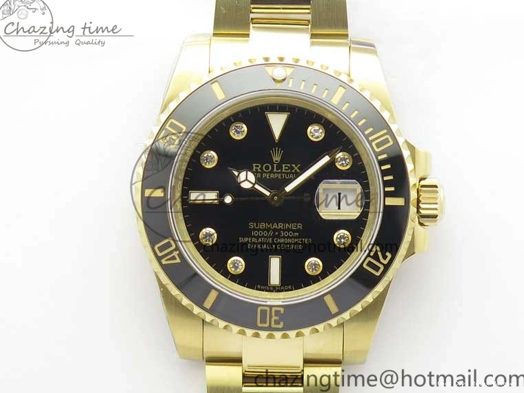 AAA Replica Watches Bracelet SA3135 3010 Black Diam Black Maker 1:1 Dial Bp 116618 Edition V on Ceramic 316L Submariner YG Supportive LN Best 0105